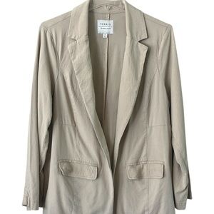 Torrid Women's Beige Blazer Linen Blend Front Pockets Lapel Collar Size Large